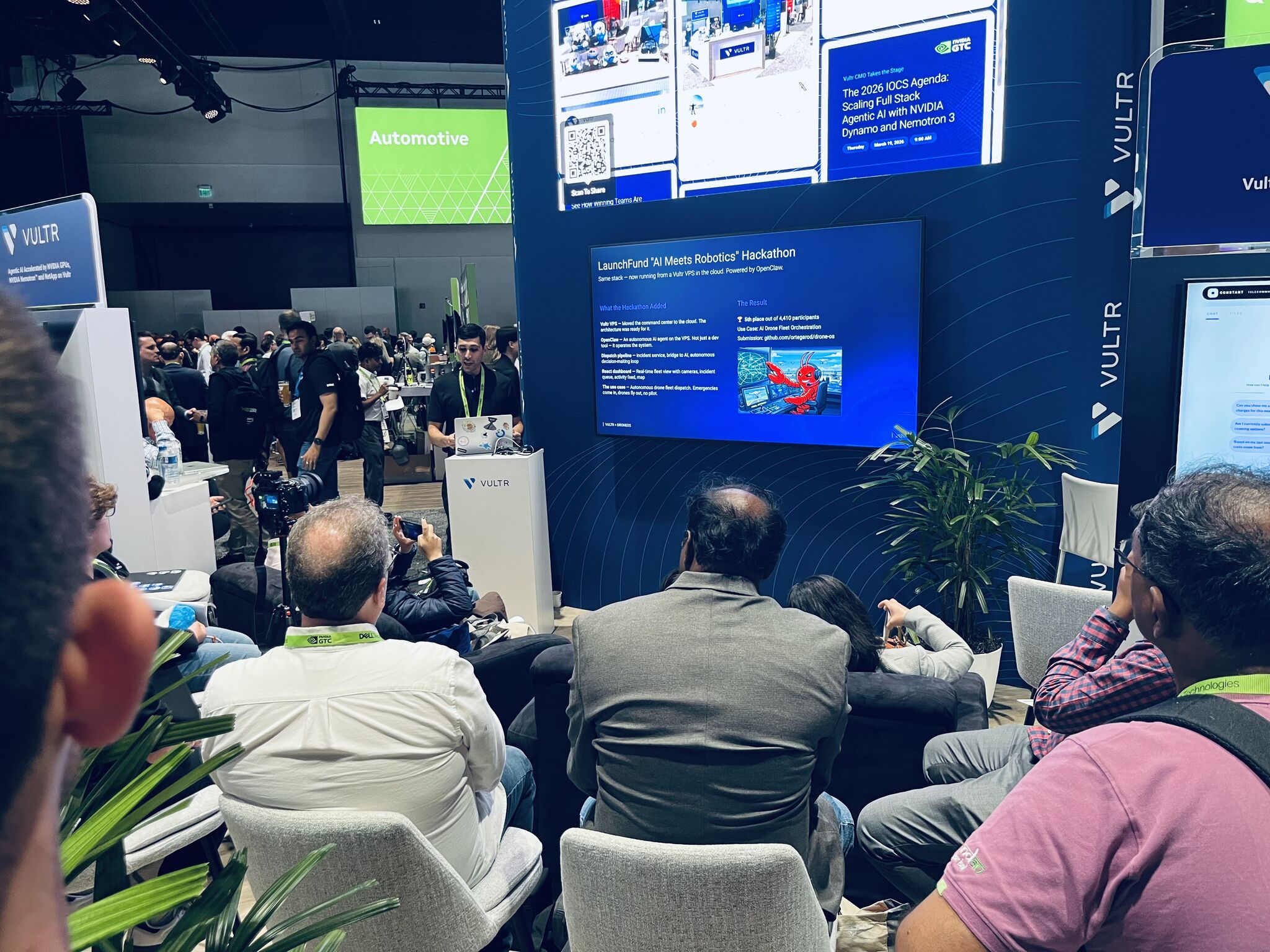 Aeris Robotics presenting DroneOS at the Vultr booth during NVIDIA GTC 2026